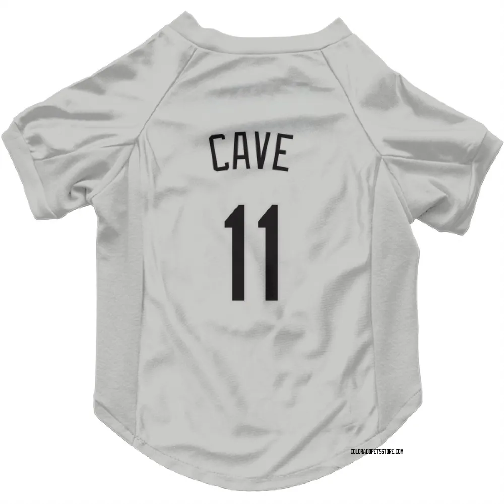 Colorado Rockies Jake Cave White Pet Jersey for Dog & Cat