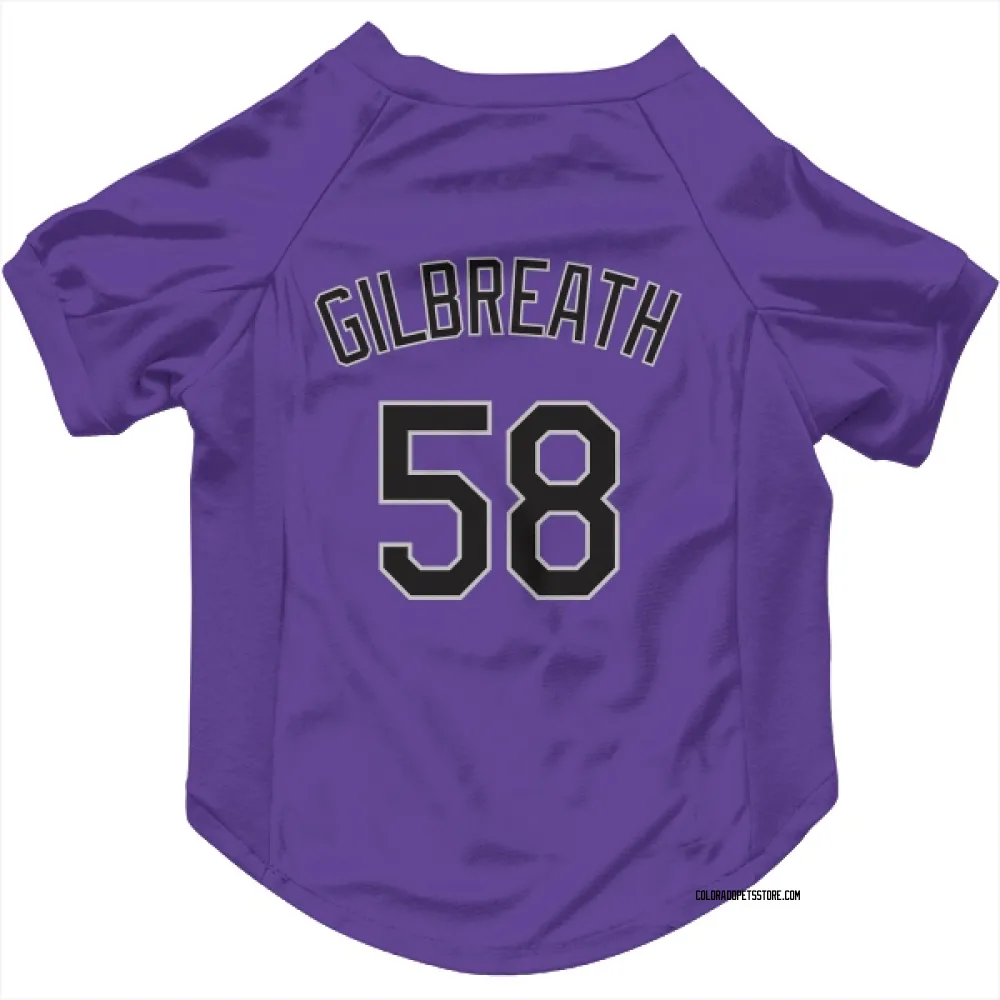 Colorado Rockies Lucas Gilbreath Purple Pet Jersey for Dog & Cat