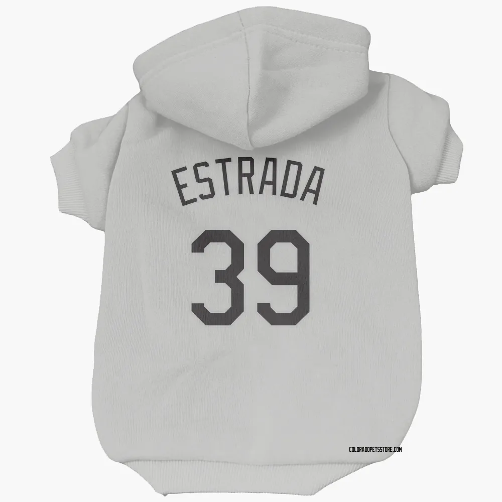 Colorado Rockies Thairo Estrada White Pet Hoodie for Dog & Cat