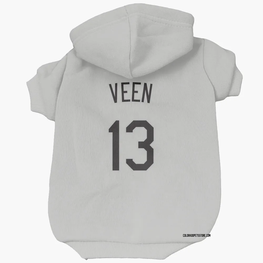 Colorado Rockies Zac Veen White Pet Hoodie for Dog & Cat